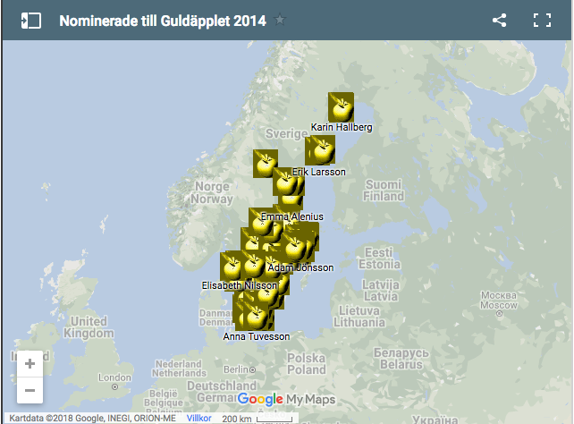 Bild på Guldäpplekarta nominerade 2014