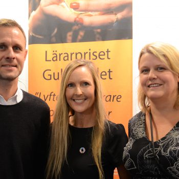 Foto Finalisterna till Guldäpplet 2018. Fr v Daniel Nilsson, Maria Glawe, Anna Bergström. Foto Bo Helmersson.
