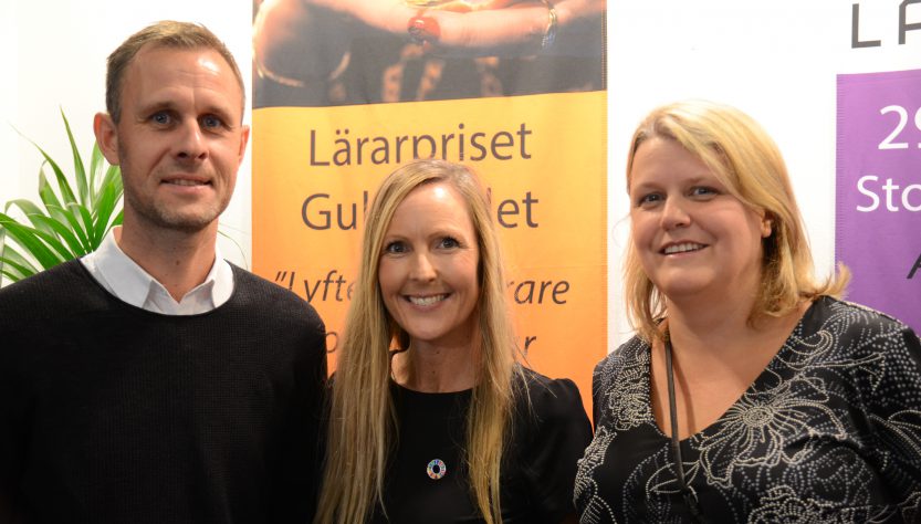 Foto Finalisterna till Guldäpplet 2018. Fr v Daniel Nilsson, Maria Glawe, Anna Bergström. Foto Bo Helmersson.